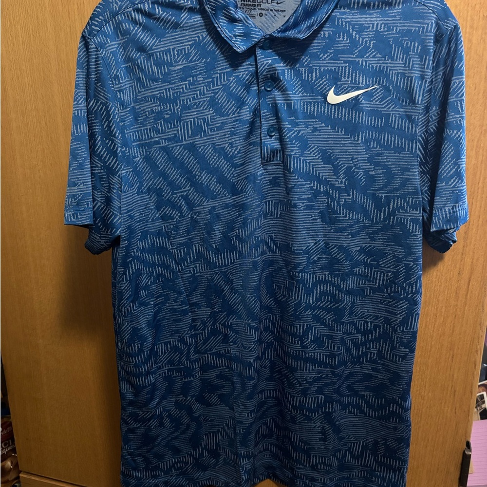 Nike Men's Blue Graphic Polo Shirt